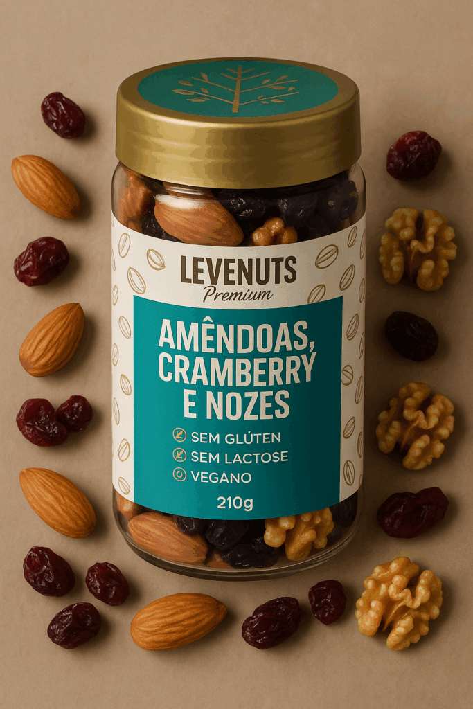 Mix de Amêndoa, Cramberry e Nozes